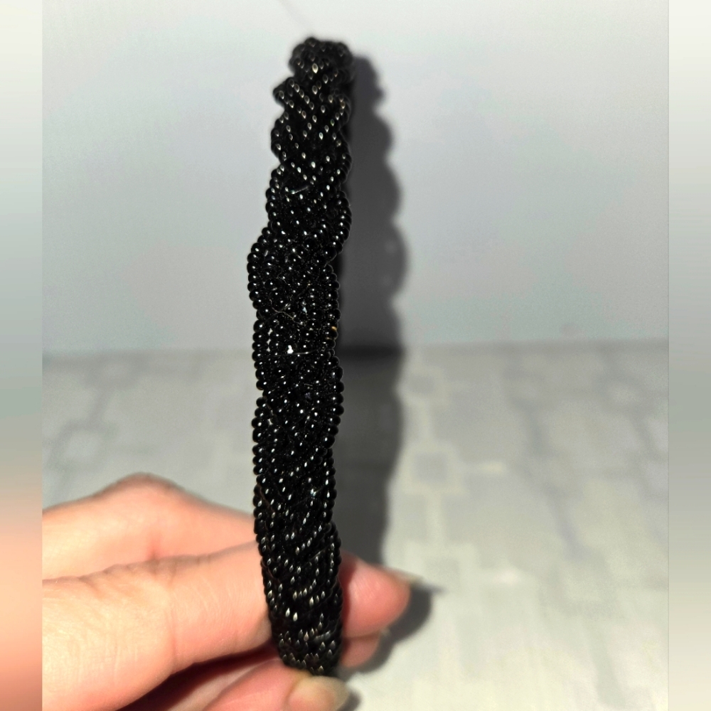 Braided Black Beaded Headband